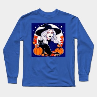 Witch With Black Cat # 10 Long Sleeve T-Shirt